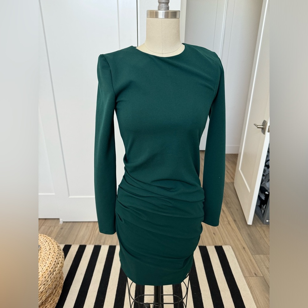 Zara Drapped Dark Green Dress. Size S.